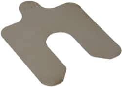 Made in USA - 20 Piece, 2 Inch Long x 2 Inch Wide x 0.01 Inch Thick, Slotted Shim Stock - Stainless Steel, 5/8 Inch Wide Slot - Industrial Tool & Supply