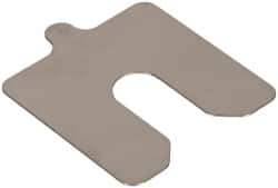 Made in USA - 10 Piece, 3 Inch Long x 3 Inch Wide x 0.02 Inch Thick, Slotted Shim Stock - Stainless Steel, 3/4 Inch Wide Slot - Industrial Tool & Supply