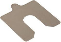 Made in USA - 10 Piece, 4 Inch Long x 4 Inch Wide x 0.02 Inch Thick, Slotted Shim Stock - Stainless Steel, 1-1/4 Inch Wide Slot - Industrial Tool & Supply