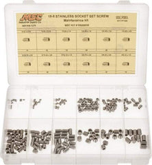 Value Collection - 200 Piece, #6-32 to 3/8-24, Stainless Steel Set Screw Assortment - Socket Cap Head, Hex Socket Drive, 3/16 to 3/8" Long, Grade 18-8 - Industrial Tool & Supply