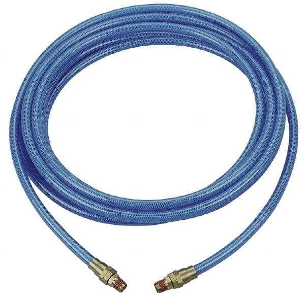 Coilhose Pneumatics - 3/8" ID, 3/8 Thread, 100' Long, Transparent Blue Polyurethane Coiled & Self Storing Hose - 200 Max psi, Male Rigid x Male Rigid - Industrial Tool & Supply