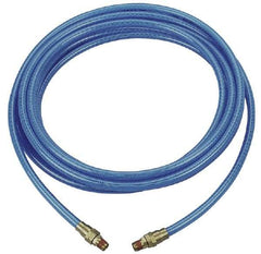 Coilhose Pneumatics - 1/4" ID, 1/4 Thread, 100' Long, Transparent Blue Polyurethane Coiled & Self Storing Hose - 200 Max psi, Male Rigid x Male Rigid - Industrial Tool & Supply
