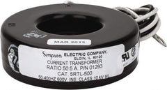 Simpson Electric - 2 VA Burden, 50 Amp AC Input, 5 Amp AC Output, 50 to 400 Hz, Panel Meter Donut Current Transformer - Screw Terminal, For Use with AC Ammeter - Industrial Tool & Supply