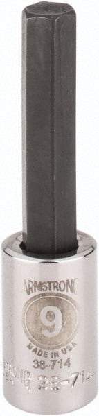 Armstrong - 3/8" Drive, 9mm Hex Bit Socket - 2-1/4" OAL, 1-9/16" Bit Length - Industrial Tool & Supply
