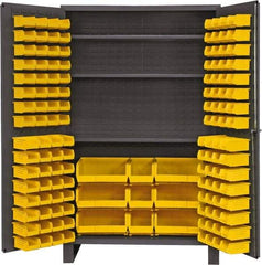 Durham - 3 Shelf 137 Bin Storage Cabinet - Steel, 48" Wide x 24" Deep x 78" High, Gray - Industrial Tool & Supply