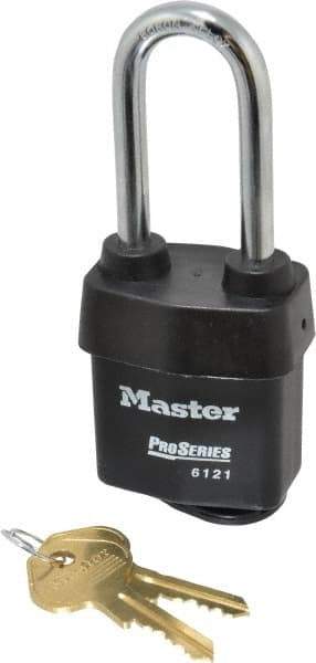 Master Lock - 2-1/2" Shackle Clearance, Keyed Alike Pro Series Solid Steel Padlock - 5/16" Shackle Diam, Laminated Steel - Industrial Tool & Supply