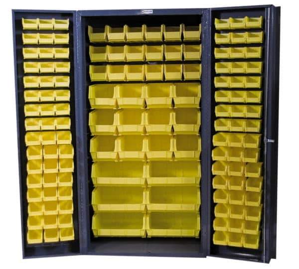 Durham - 132 Bin Storage Cabinet - Steel, 36" Wide x 24" Deep x 72" High, Gray - Industrial Tool & Supply