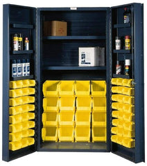 Durham - 8 Shelf 64 Bin Storage Cabinet - Steel, 36" Wide x 24" Deep x 72" High, Gray - Industrial Tool & Supply