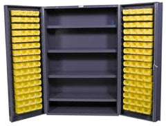 Durham - 4 Shelf 128 Bin Storage Cabinet - Steel, 48" Wide x 24" Deep x 72" High, Gray - Industrial Tool & Supply