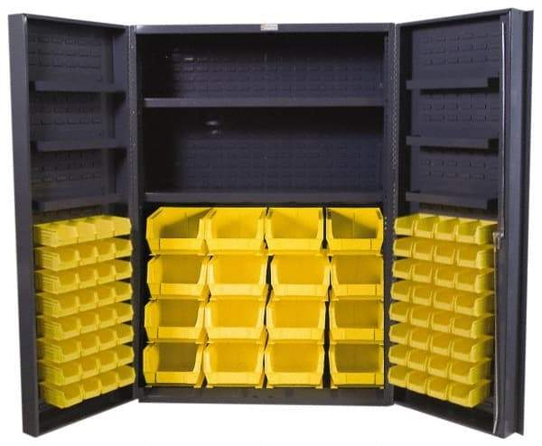 Durham - 8 Shelf 84 Bin Storage Cabinet - Steel, 48" Wide x 24" Deep x 72" High, Gray - Industrial Tool & Supply