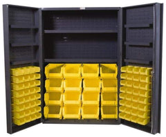 Durham - 8 Shelf 84 Bin Storage Cabinet - Steel, 48" Wide x 24" Deep x 72" High, Gray - Industrial Tool & Supply