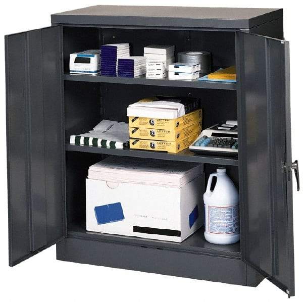 Edsal - 2 Shelf Locking Storage Cabinet - Steel, 36" Wide x 18" Deep x 42" High, Black - Industrial Tool & Supply