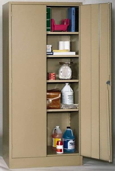 Edsal - 4 Shelf Combination Storage Cabinet - Steel, 36" Wide x 24" Deep x 72" High, Tan - Industrial Tool & Supply