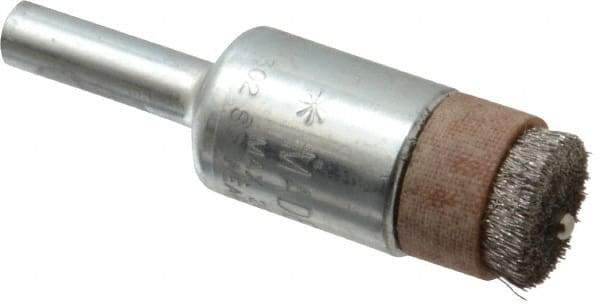 Anderson - 1/2" Brush Diam, Crimped, End Brush - 1/4" Diam Shank, 3/32" Pilot Diam, 20,000 Max RPM - Industrial Tool & Supply