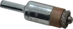 Anderson - 1/2" Brush Diam, Crimped, End Brush - 1/4" Diam Shank, 1/4" Pilot Diam, 20,000 Max RPM - Industrial Tool & Supply