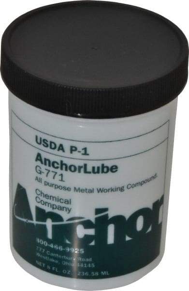 Made in USA - Anchorlube G-771, 1/2 Pt Jar Cutting Fluid - Water Soluble, For Broaching, Counterboring, Drawing, Drilling, Engraving, Fly-Cutting, Hole Extruding, Milling, Piercing, Punching, Sawing, Seat Forming, Spot Facing, Tapping - Industrial Tool & Supply