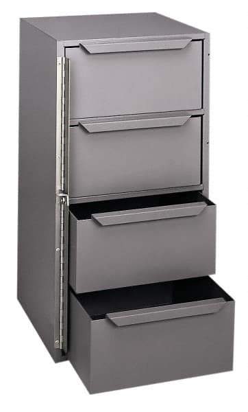 Durham - 4 Drawer, 8 Compartment, Small Parts Lockable Storage Cabinet - 12-1/8" Deep x 12-5/8" Wide x 24-1/2" High - Industrial Tool & Supply