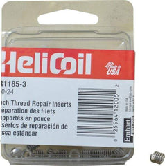 Heli-Coil - #10-24 UNC, 0.285" OAL, Free Running Helical Insert - 5 Free Coils, Tanged, Stainless Steel, Bright Finish, 1-1/2D Insert Length - Industrial Tool & Supply