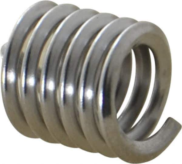 Heli-Coil - 1/4-20 UNC, 3/8" OAL, Free Running Helical Insert - 5-3/4 Free Coils, Tanged, Stainless Steel, Bright Finish, 1-1/2D Insert Length - Industrial Tool & Supply