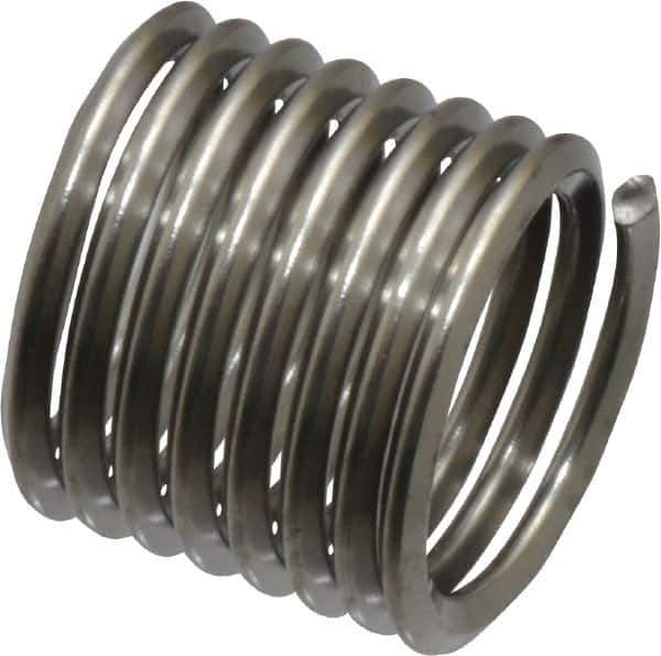 Heli-Coil - 1/4-28 UNF, 3/8" OAL, Free Running Helical Insert - 8-1/4 Free Coils, Tanged, Stainless Steel, Bright Finish, 1-1/2D Insert Length - Industrial Tool & Supply