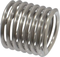 Heli-Coil - M8x1.25 Metric Coarse, 12mm OAL, Free Running Helical Insert - 7-3/8 Free Coils, Tanged, Stainless Steel, Bright Finish, 1-1/2D Insert Length - Industrial Tool & Supply