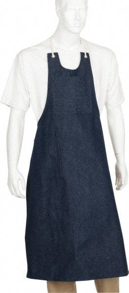 PRO-SAFE - 28 x 42" General Purpose Bib Apron - Denim, Denim Blue, 3 Pockets - Industrial Tool & Supply