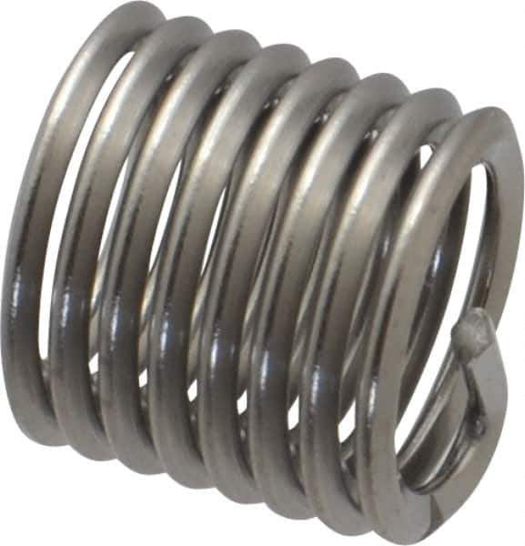 Heli-Coil - M10x1.50 Metric Coarse, 15mm OAL, Free Running Helical Insert - 8 Free Coils, Tanged, Stainless Steel, Bright Finish, 1-1/2D Insert Length - Industrial Tool & Supply