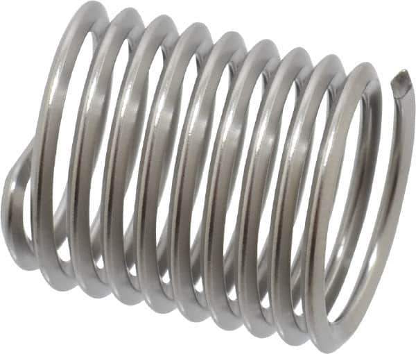 Heli-Coil - M10x1.25 Metric Fine, 15mm OAL, Free Running Helical Insert - 9-1/2 Free Coils, Tanged, Stainless Steel, Bright Finish, 1-1/2D Insert Length - Industrial Tool & Supply