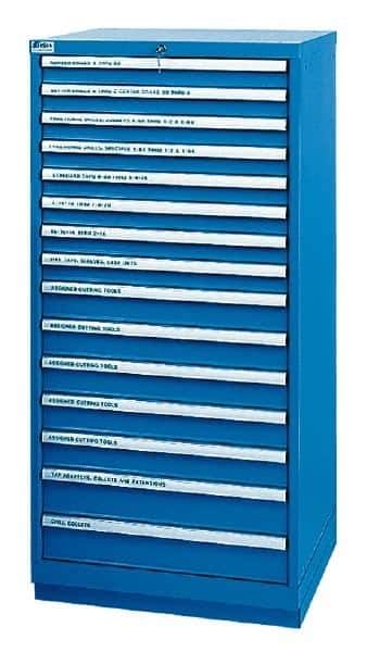 LISTA - 14 Drawer, Tool Crib Storage Cabinet - Steel, 28-1/4" Wide x 28-1/2" Deep x 59-1/2" High, Blue - Industrial Tool & Supply