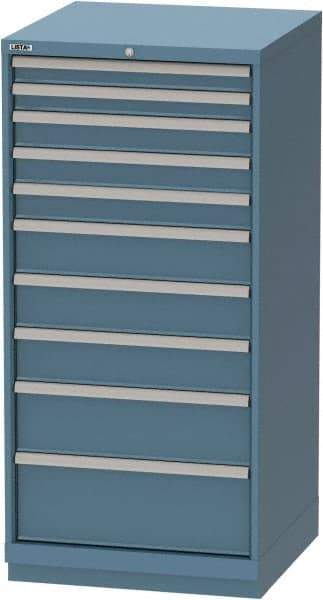 LISTA - 10 Drawer, Tool Crib Storage Cabinet - Steel, 28-1/4" Wide x 28-1/2" Deep x 59-1/2" High, Blue - Industrial Tool & Supply