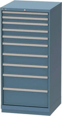 LISTA - 10 Drawer, Tool Crib Storage Cabinet - Steel, 28-1/4" Wide x 28-1/2" Deep x 59-1/2" High, Blue - Industrial Tool & Supply
