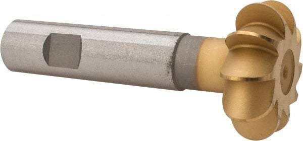 Whitney Tool Co. - 5/16" Radius, 5/8" Circle Diam, 1-3/4" Cutter Diam, Shank Connection, Convex Radius Cutter - 3/4" Shank Diam, 4" OAL, High Speed Steel, TiN Finish, Profile Ground, 10 Teeth, Weldon Flat - Industrial Tool & Supply