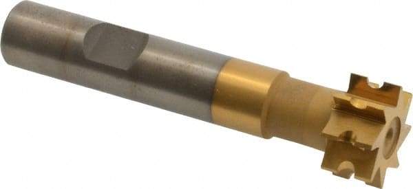 Whitney Tool Co. - 1/16" Radius, 1/8" Circle Diam, 3/4" Cutter Diam, 3/8" Cutting Width, Shank Connection, Concave Radius Cutter - 1/2" Shank Diam, 3" OAL, High Speed Steel, TiN Finish, Profile Ground, 8 Teeth, Weldon Flat - Industrial Tool & Supply