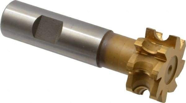 Whitney Tool Co. - 5/32" Radius, 5/16" Circle Diam, 1-5/16" Cutter Diam, 5/8" Cutting Width, Shank Connection, Concave Radius Cutter - 3/4" Shank Diam, 3-1/2" OAL, High Speed Steel, TiN Finish, Profile Ground, 8 Teeth, Weldon Flat - Industrial Tool & Supply