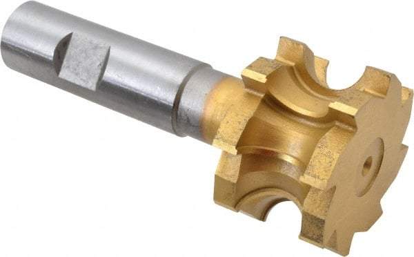 Whitney Tool Co. - 5/16" Radius, 5/8" Circle Diam, 1-3/4" Cutter Diam, 1-1/8" Cutting Width, Shank Connection, Concave Radius Cutter - 3/4" Shank Diam, 4" OAL, High Speed Steel, TiN Finish, Profile Ground, 8 Teeth, Weldon Flat - Industrial Tool & Supply