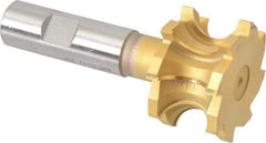 Whitney Tool Co. - 3/8" Radius, 3/4" Circle Diam, 1-7/8" Cutter Diam, 1-1/4" Cutting Width, Shank Connection, Concave Radius Cutter - 3/4" Shank Diam, 4" OAL, High Speed Steel, TiN Finish, Profile Ground, 8 Teeth, Weldon Flat - Industrial Tool & Supply