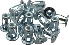 RivetKing - #10-24 UNC Thread, Clear Zinc Plated, Steel, Screwdriver Installed Rivet Nut - 0.075 to 0.12" Grip, 17/32" Flange Diam, 45/64" Long - Industrial Tool & Supply