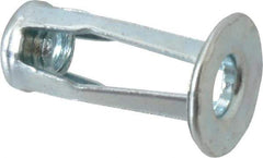RivetKing - #10-24 UNC Thread, Clear Zinc Plated, Steel, Screwdriver Installed Rivet Nut - 0.12 to 0.16" Grip, 17/32" Flange Diam, 7/8" Long - Industrial Tool & Supply