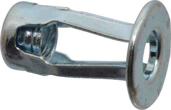 RivetKing - 1/4-20 UNC Thread, Clear Zinc Plated, Steel, Screwdriver Installed Rivet Nut - 1/4 to 0.35" Grip, 5/8" Flange Diam, 29/32" Long - Industrial Tool & Supply