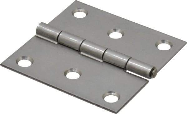 Made in USA - 2-1/2" Long x 2-1/2" Wide x 0.062" Thick, 302/304 Stainless Steel Commercial Hinge - 6 Holes, 0.12" Pin Diam - Industrial Tool & Supply