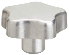 J.W. Winco - 60mm Head Diam, 5 Point Lobed Knob - M12x1.75 Hole, Aluminum - Industrial Tool & Supply