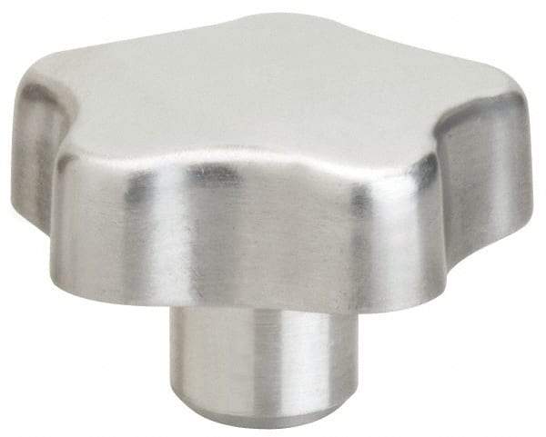 J.W. Winco - 70mm Head Diam, 5 Point Lobed Knob - 16mm Hole, Aluminum - Industrial Tool & Supply