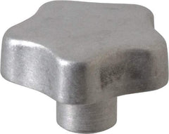 J.W. Winco - 40mm Head Diam, 5 Point Lobed Knob - M6x1 Hole, Aluminum - Industrial Tool & Supply