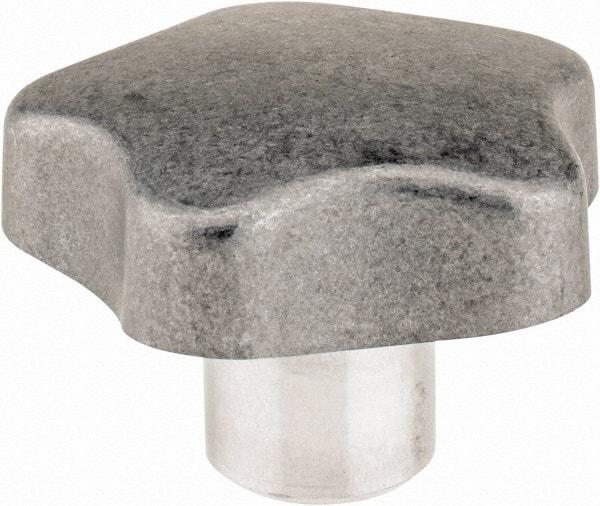 J.W. Winco - 70mm Head Diam, 5 Point Lobed Knob - Aluminum - Industrial Tool & Supply