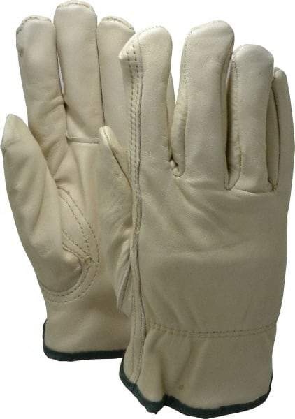 PRO-SAFE - Size M (8) Grain Cowhide Cold Protection Work Gloves - For Work & Driver, Uncoated, Slip-On Cuff, Full Fingered, Natural, Paired - Industrial Tool & Supply