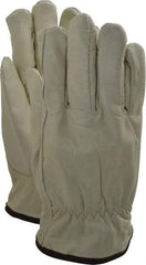 PRO-SAFE - Size L (9) Grain Cowhide Cold Protection Work Gloves - For Work & Driver, Uncoated, Slip-On Cuff, Full Fingered, Natural, Paired - Industrial Tool & Supply
