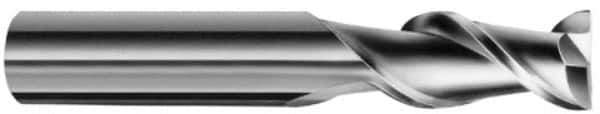 SGS - 5mm, 13mm LOC, 6mm Shank Diam, 57mm OAL, 2 Flute, Solid Carbide Square End Mill - Single End, Uncoated, Spiral Flute, 45° Helix, Centercutting, Right Hand Cut, Right Hand Flute, Series 44 - Industrial Tool & Supply
