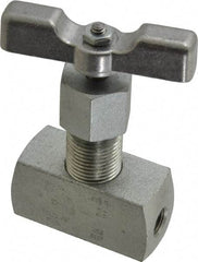 Made in USA - 1/8" Pipe, Inline Hard Seat Needle Valve - FNPT x FNPT Ends, Alloy Valve, 10,000 Max psi - Industrial Tool & Supply