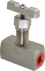 Value Collection - 1/2" Pipe, Inline Hard Seat Needle Valve - FNPT x FNPT Ends, Grade 316 Stainless Steel Valve, 10,000 Max psi - Industrial Tool & Supply