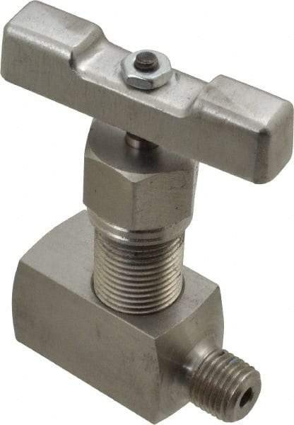 Value Collection - 1/4" Pipe, Inline Hard Seat Needle Valve - MNPT x FNPT Ends, Grade 316 Stainless Steel Valve, 10,000 Max psi - Industrial Tool & Supply